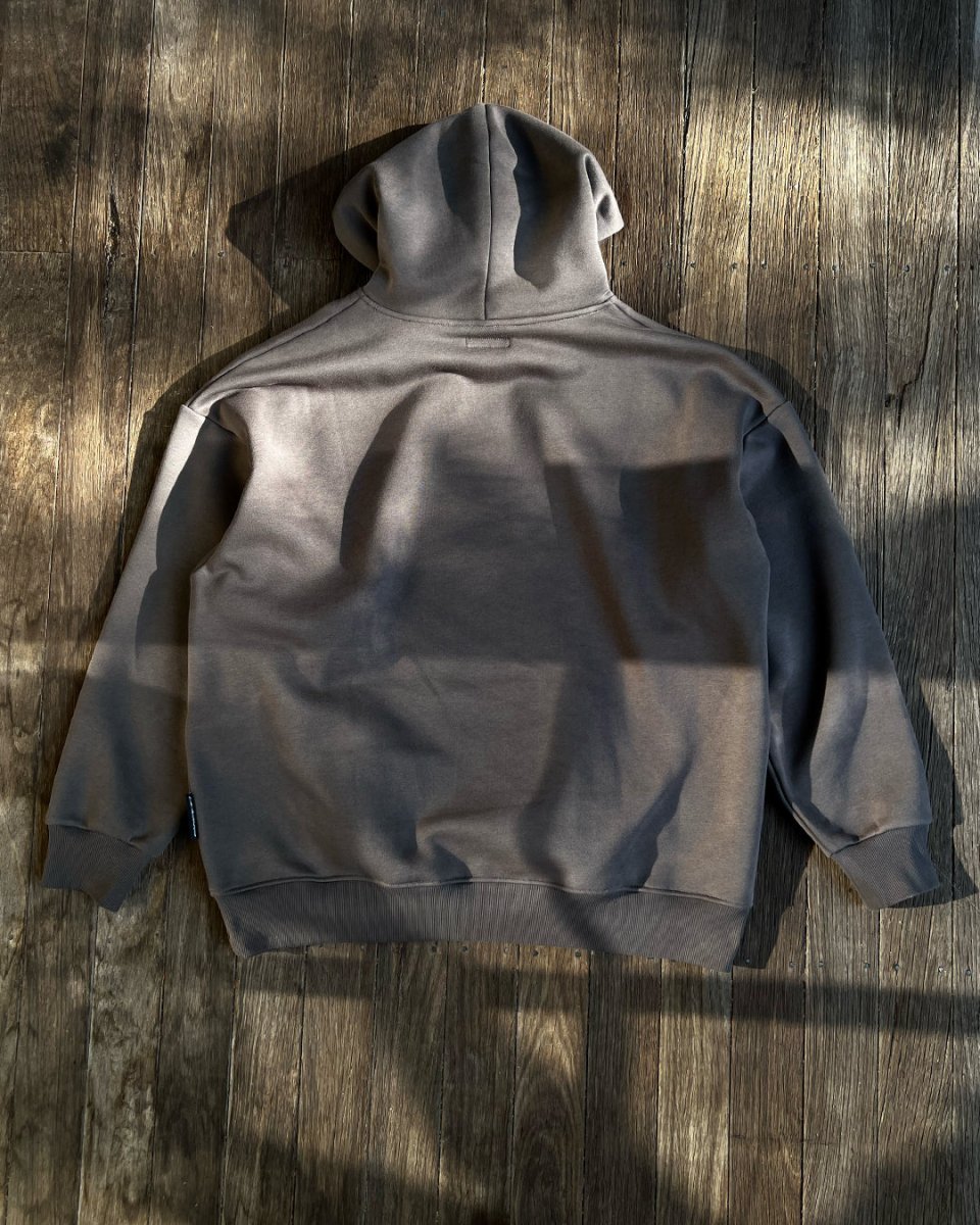 Charcoal Accented Reflective oversized hoodie, back flat lay