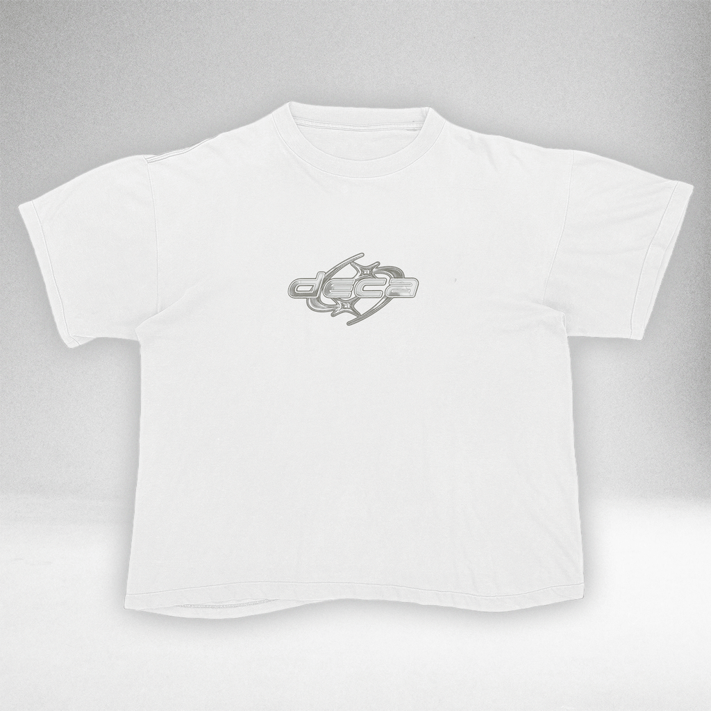 White Star Logo vintage tee with grey chrome star logo, front view