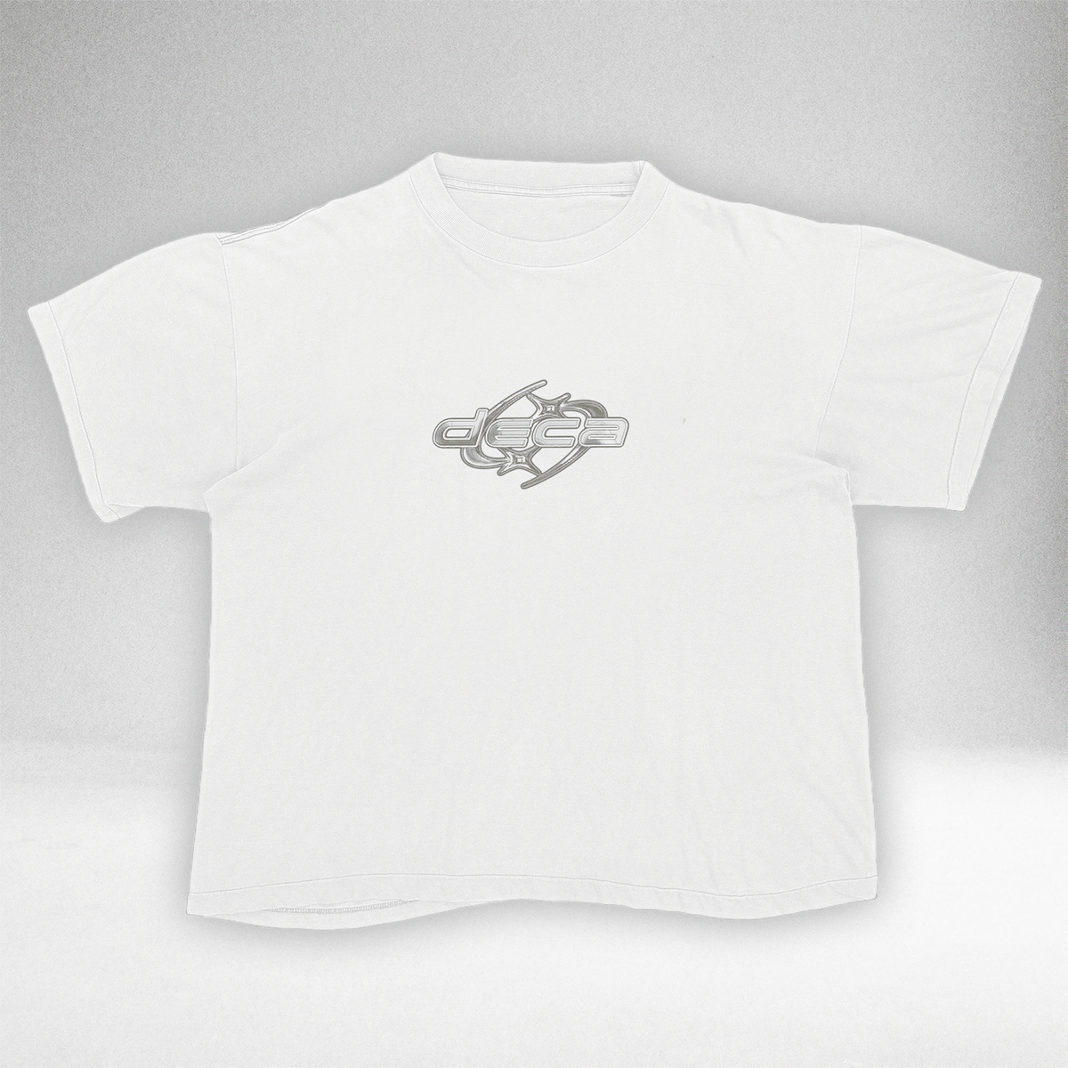 White Star Logo vintage tee with grey chrome star logo, front view
